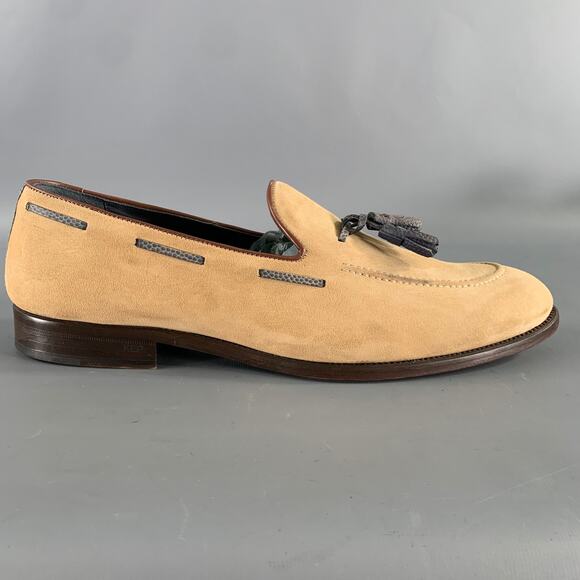 KLEIN EPSTEIN & PARKER Size 13.5 Brown Khaki Suede Tassels Loafers main image 5